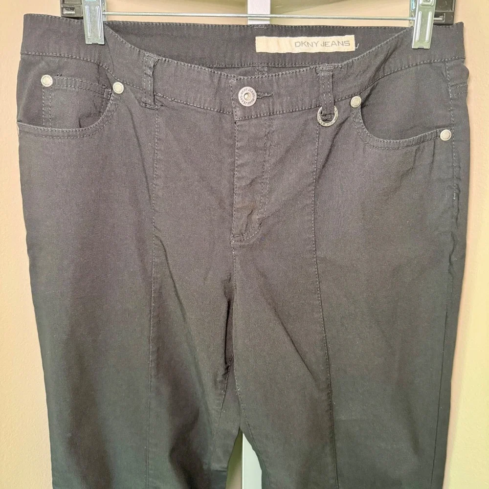 DKNY Jeans East Village Black Straight Leg Seam Front Trousers Pants Womens 12